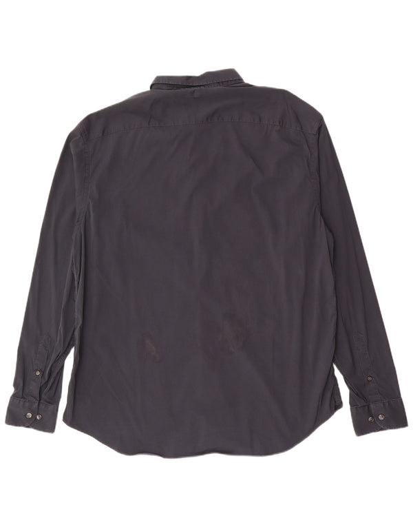 Camisa masculina Armani Collezioni 2XL algodão azul marinho