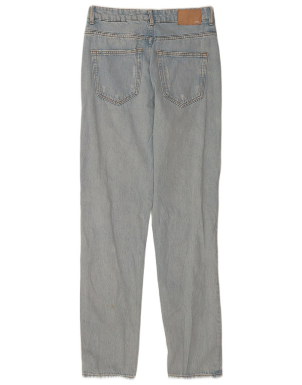 Zara Jeans feminino cintura alta slim UE 38 pequeno W28 L30 azul
