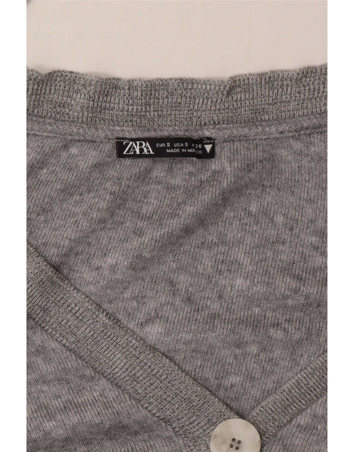 Zara Suéter Cardigan Feminino Crop Oversized Reino Unido 10 Pequeno Cinza