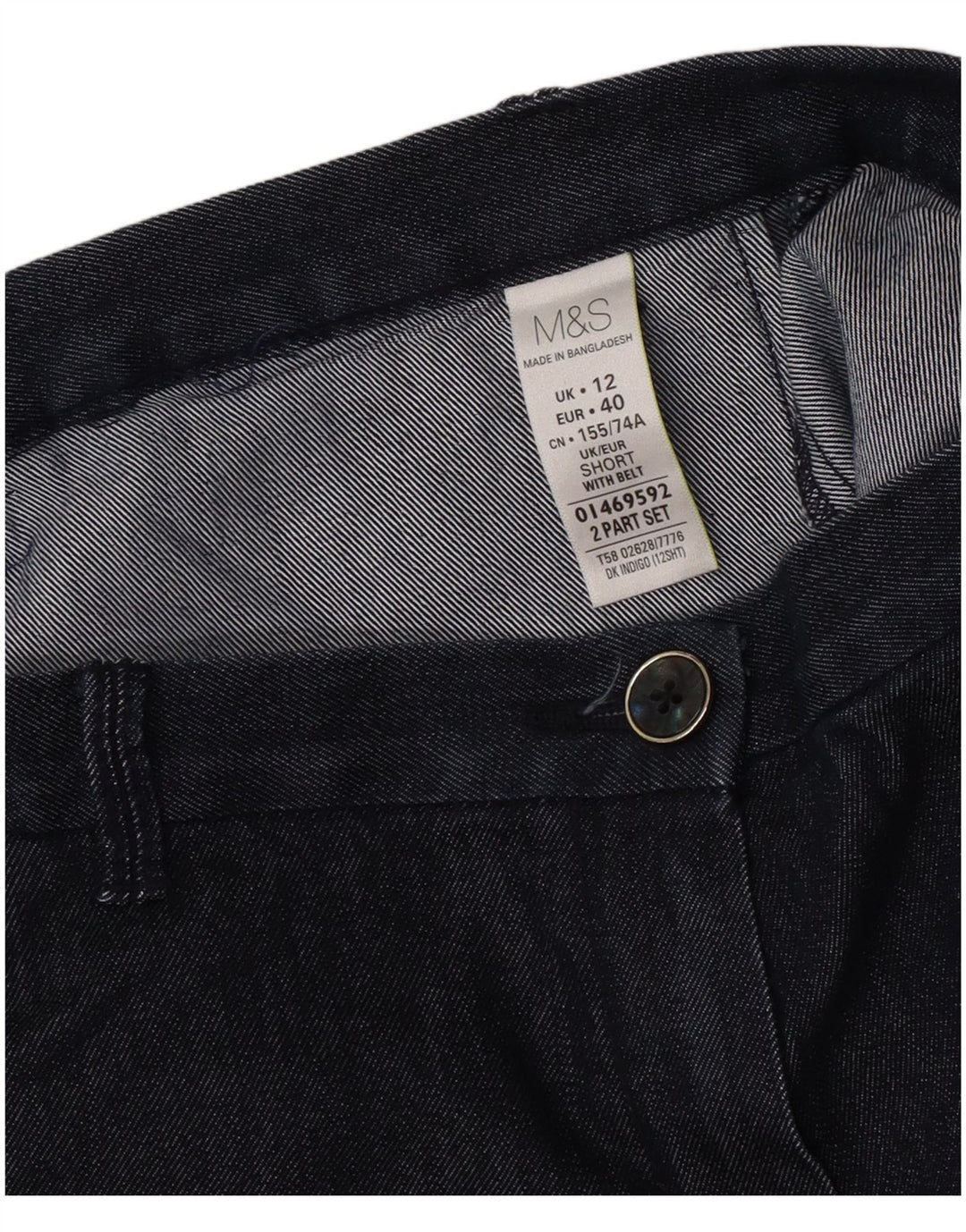 Calça capri feminina Marks & Spencer Reino Unido 12 médio W30 L22 azul marinho