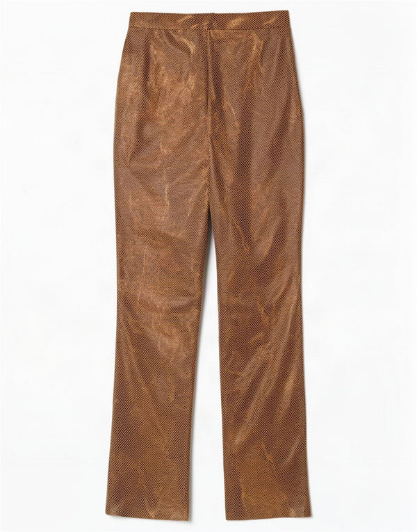 Calça casual feminina vintage cintura alta IT 42 médio W26 L31 marrom
