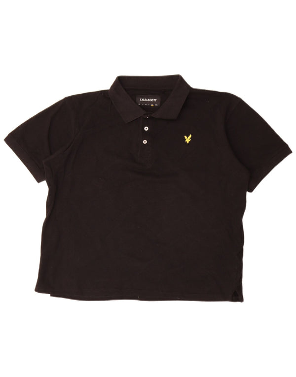 Camisa polo masculina Lyle & Scott XL de algodão preto