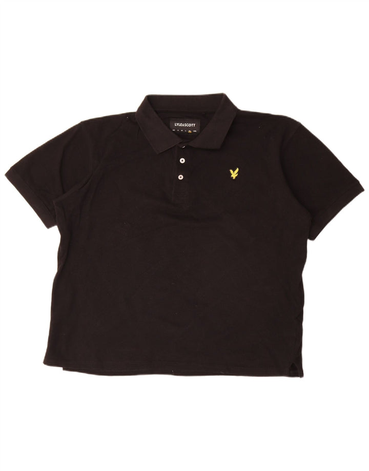 Camisa polo masculina Lyle & Scott XL de algodão preto