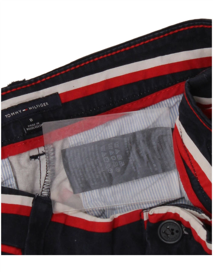 Shorts Chino feminino TOMMY HILFIGER EUA 8 médio W32 listrado azul marinho