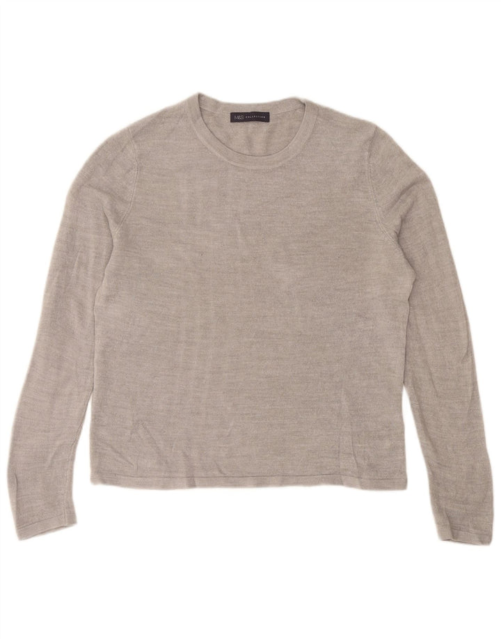 Suéter feminino Marks & Spencer com gola redonda Reino Unido 14 cinza médio acrílico