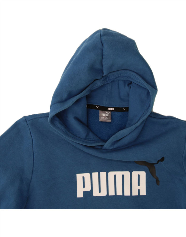 PUMA Boys Graphic Hoodie Jumper 13-14 Years Blue Cotton Vintage Puma and Second-Hand Puma from Messina Hembry 