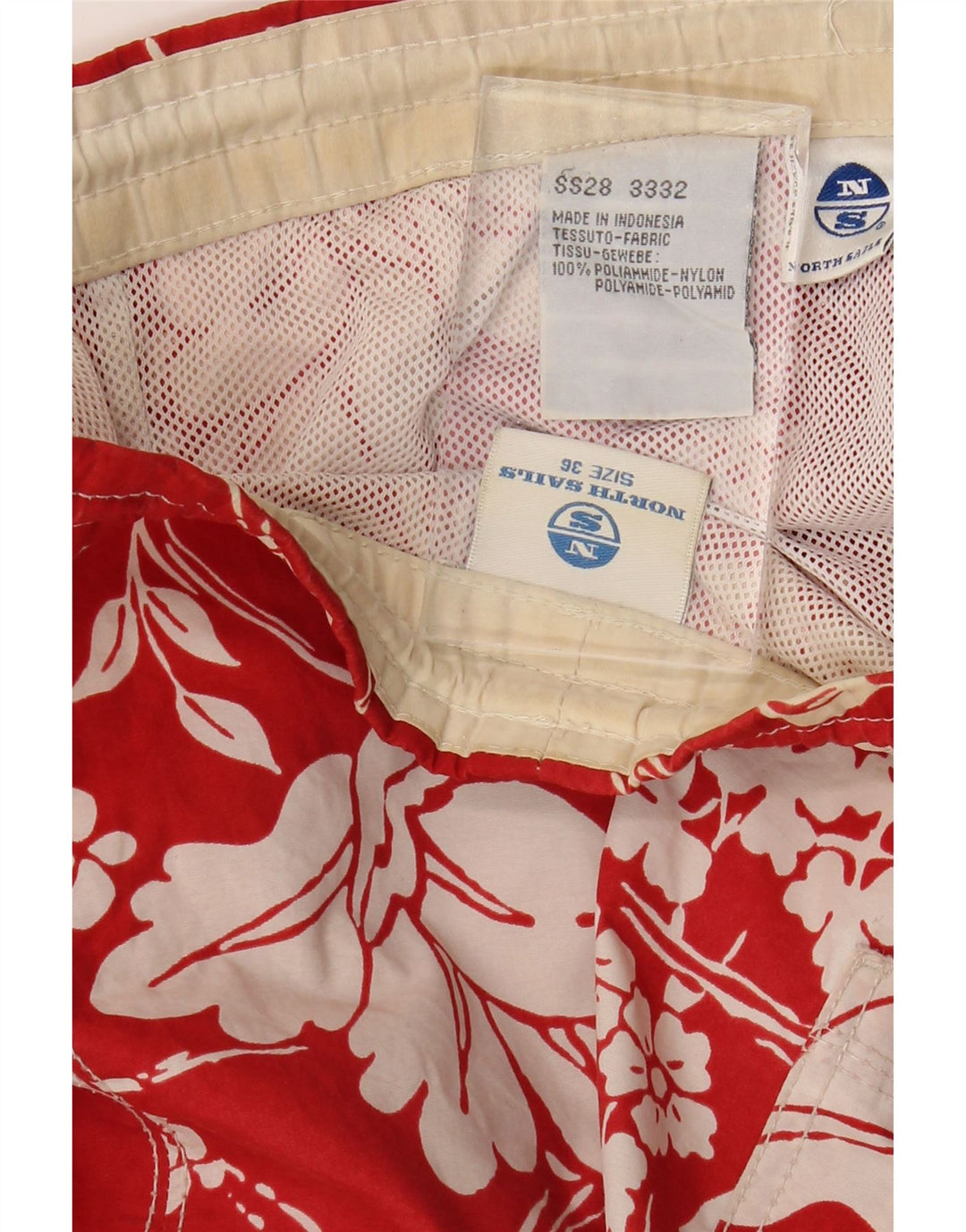 Shorts de natação masculino North Sails grande poliamida floral vermelha