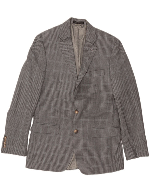 Jaqueta blazer masculina com 2 botões CHAPS UK 38 poliéster cinza houndstooth médio