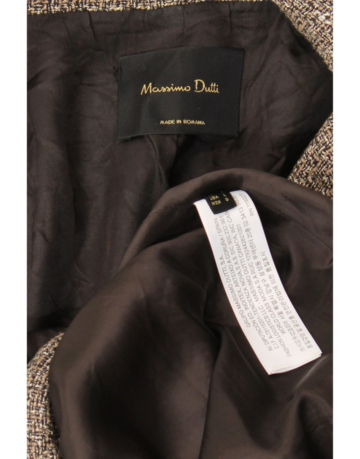 Casaco feminino Massimo Dutti com peito duplo Reino Unido 16 grande espinha de peixe cinza