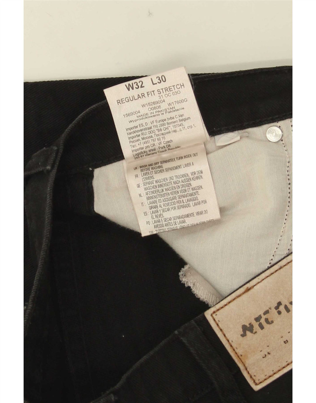 Wrangler masculino regular fit jeans reto W32 L30 algodão preto