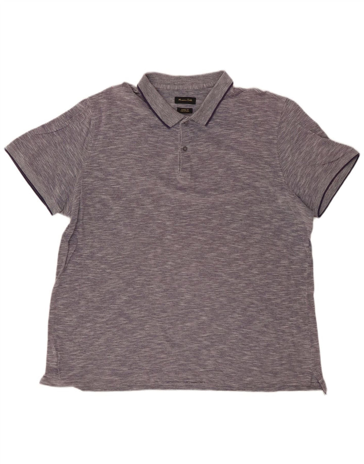 Camisa polo masculina MASSIMO DUTTI casual fit 2XL azul marinho manchado