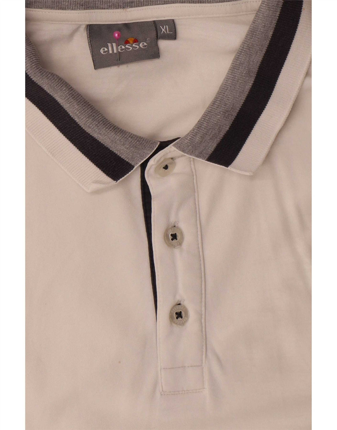 Camisa polo masculina Ellesse XL algodão listrado branco