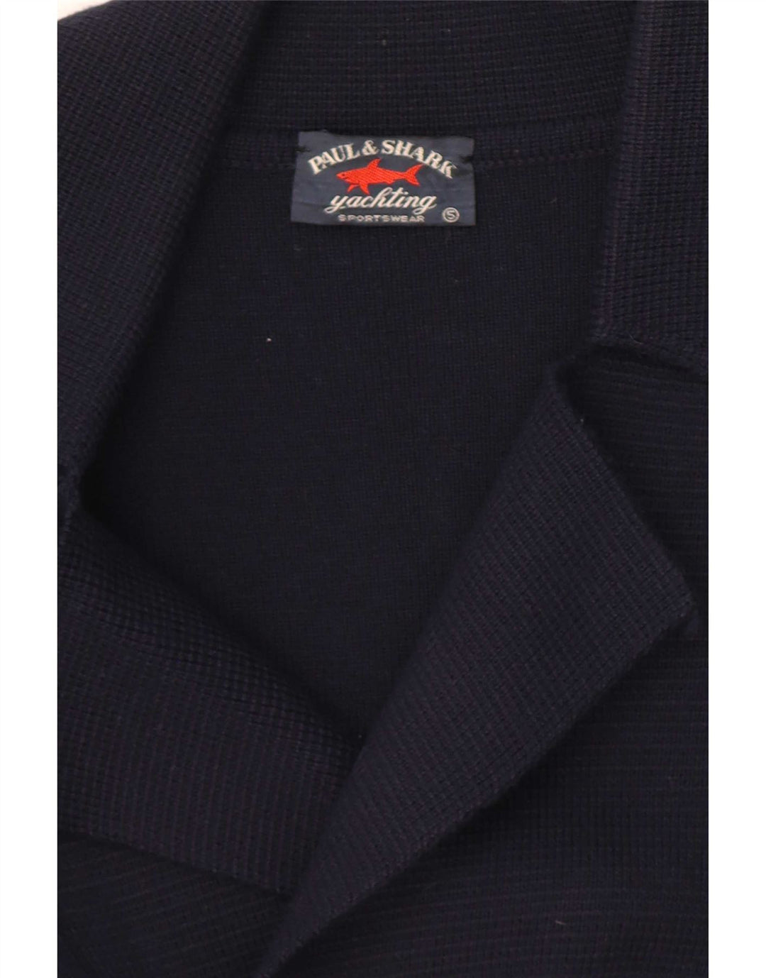 Suéter cardigã masculino Paul & Shark com peito duplo de lã azul marinho médio