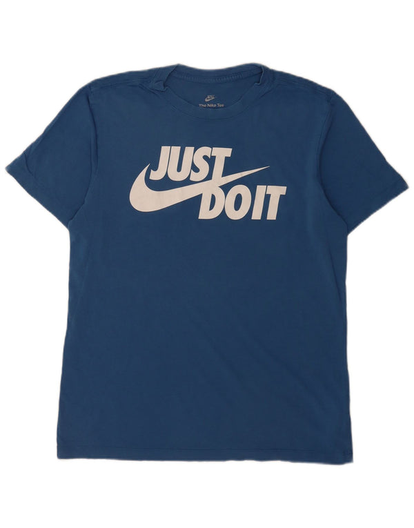 Camiseta Nike masculina gráfica Top médio algodão azul