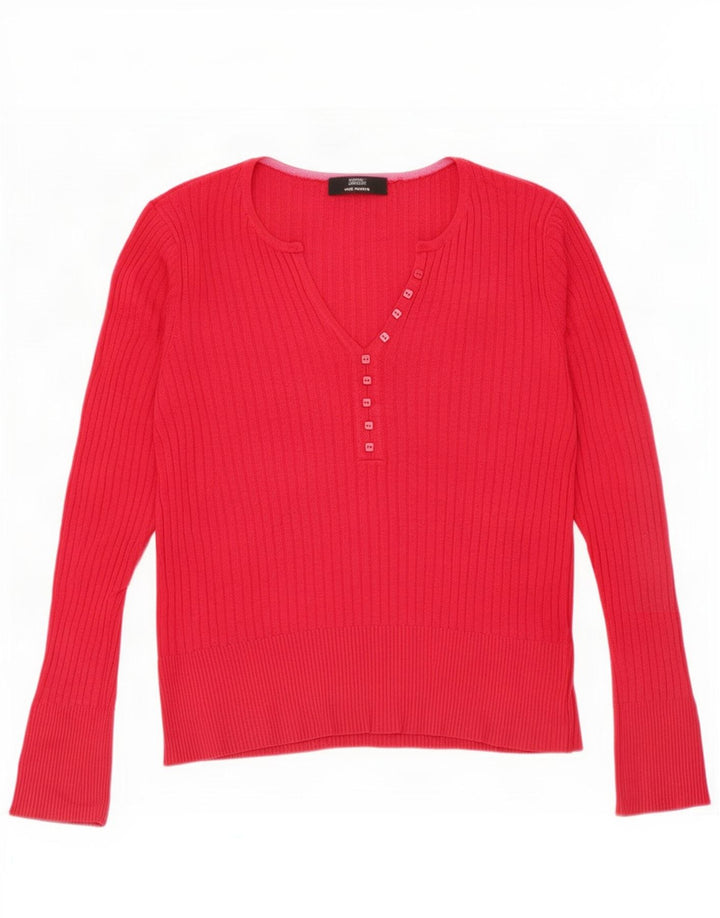 Top feminino Marks & Spencer manga comprida UK 14 viscose vermelha média
