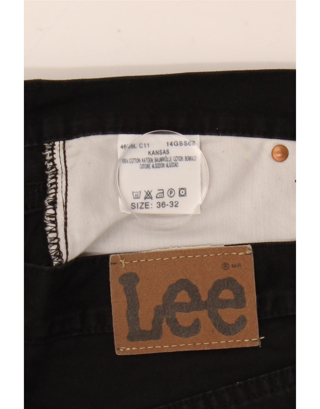 Lee Mens Kansas Straight Jeans W36 L32 Algodão Preto