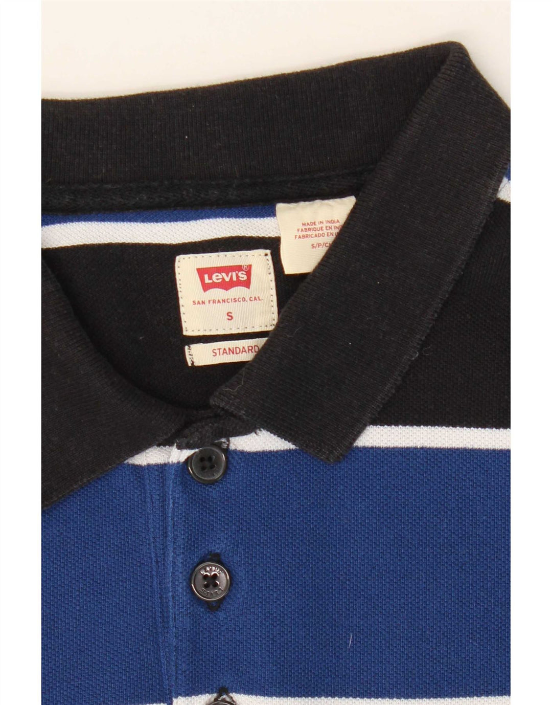 Camisa polo masculina Levi's Standard Fit pequena listrada azul
