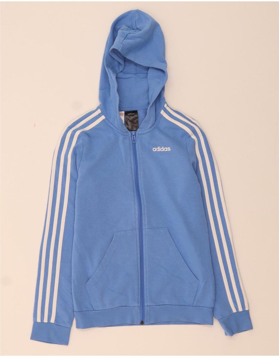 Suéter adidas masculino com capuz e zíper 13-14 anos azul algodão