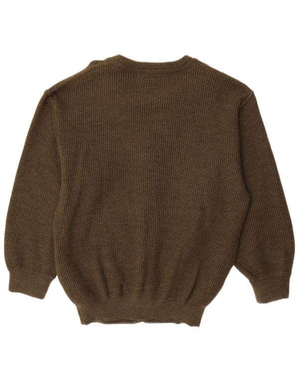 Suéter cardigã masculino vintage IT 50 médio cáqui lã nova
