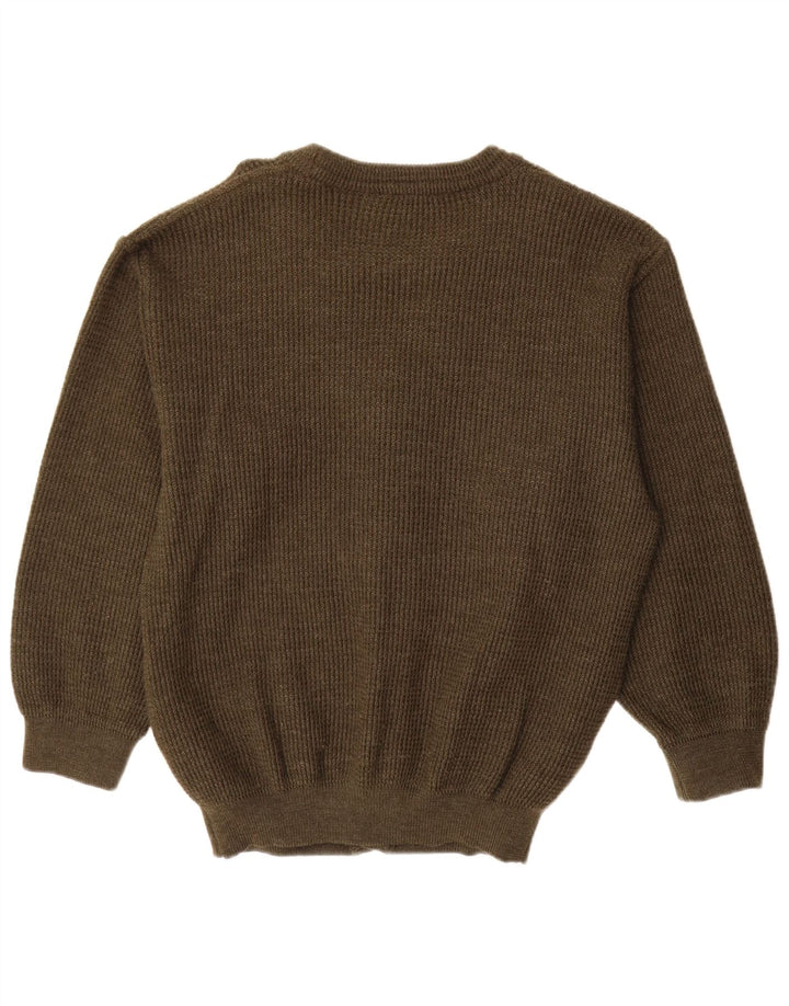 Suéter cardigã masculino vintage IT 50 médio cáqui lã nova