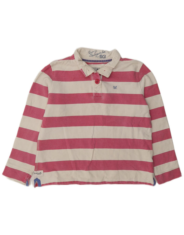 Suéter feminino Crew Clothing com gola redonda e botão UK 16 listrado rosa grande