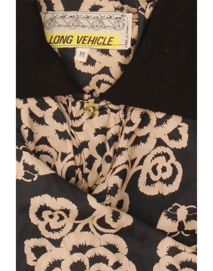 Pulôver masculino vintage de manga curta médio preto floral