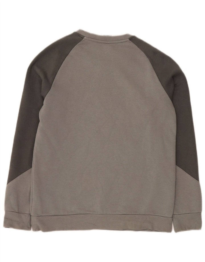 ADIDAS Meninos Graphic Sweatshirt Jumper 13-14 Anos Cinza Colorblock Algodão