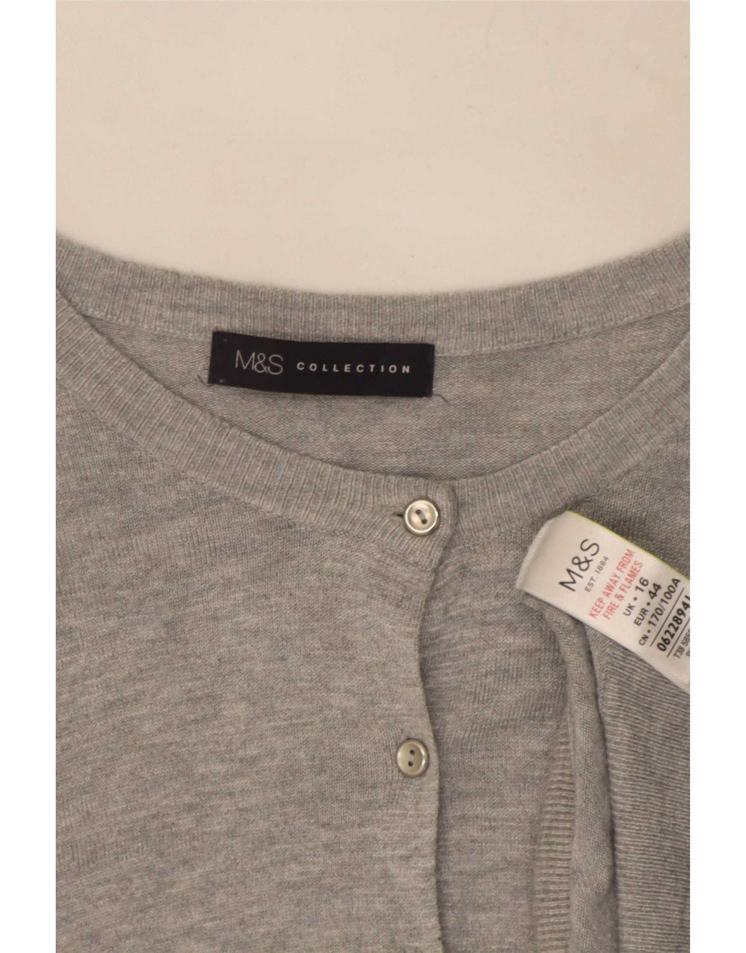 Suéter cardigã feminino Marks & Spencer UK 16 grande viscose cinza