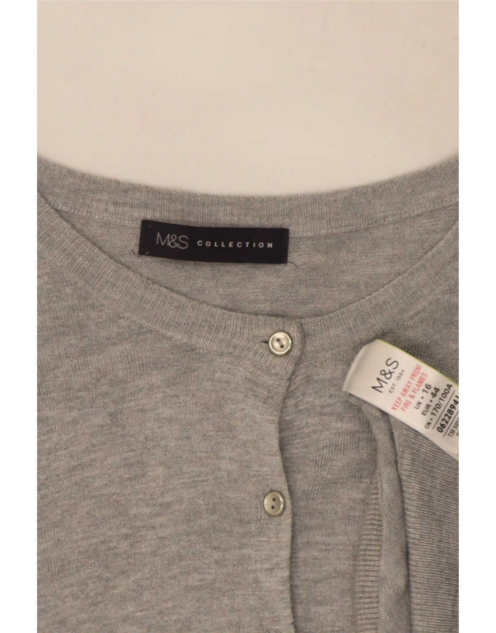 Suéter cardigã feminino Marks & Spencer UK 16 grande viscose cinza