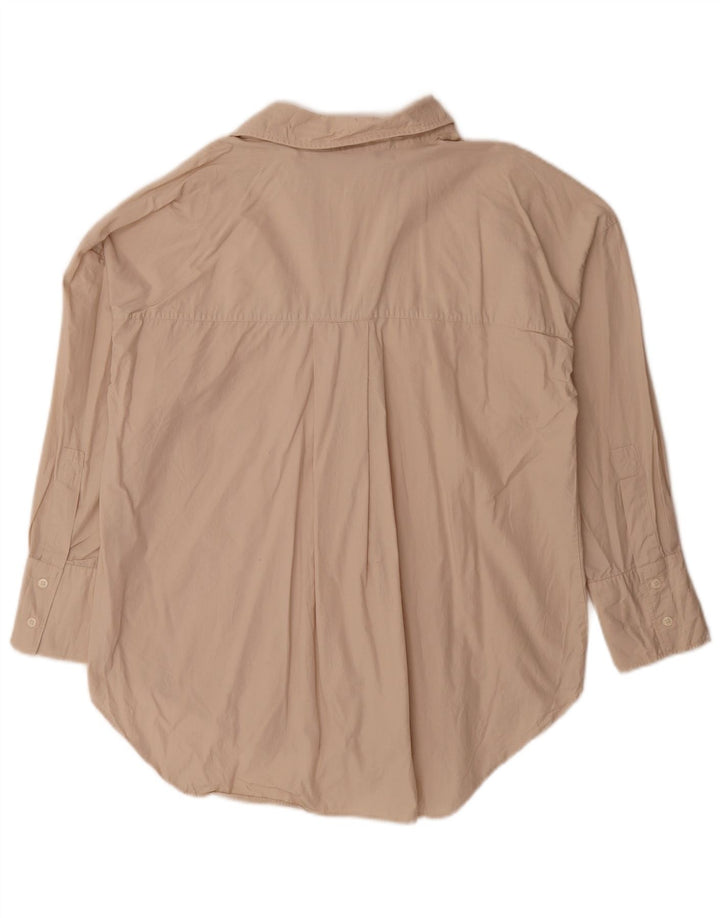 Camisa oversized feminina Zara UK 10 pequena bege