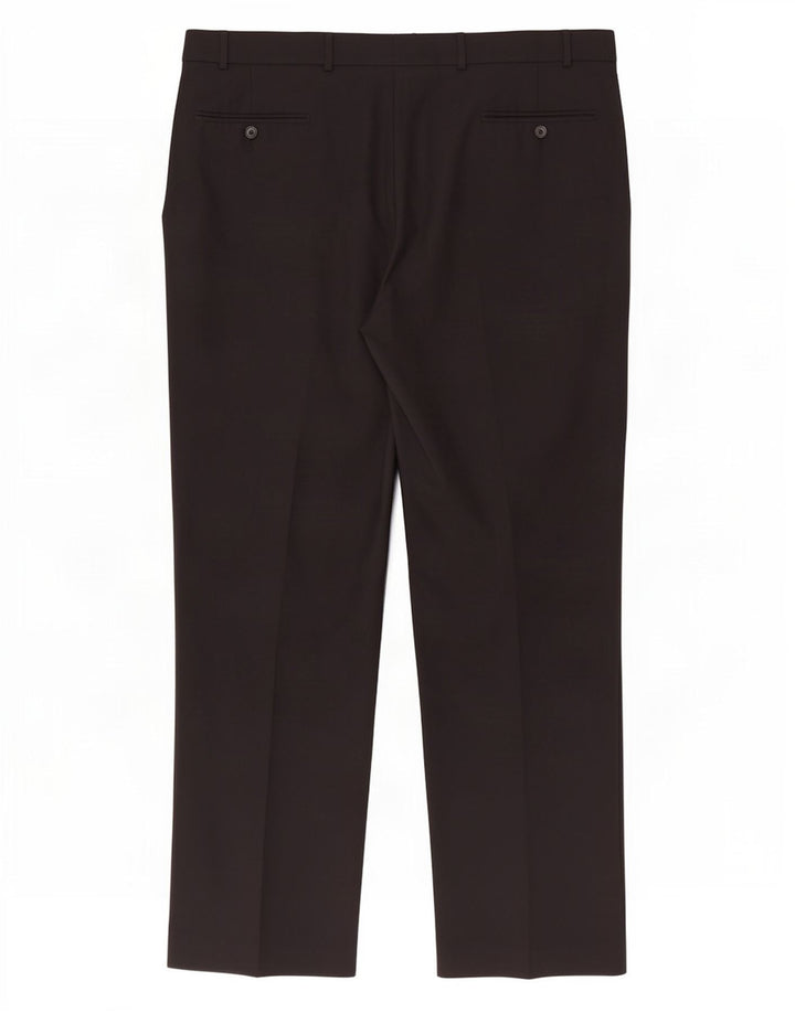 Calça masculina de terno reto Marks & Spencer W40 L31 lã preta