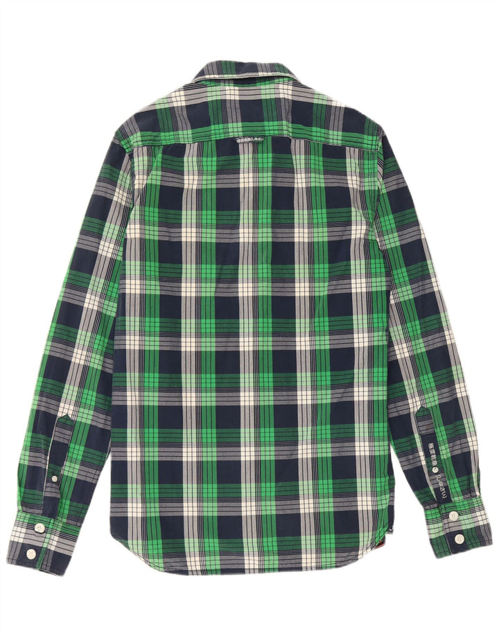 Camisa masculina Superdry verde médio xadrez algodão