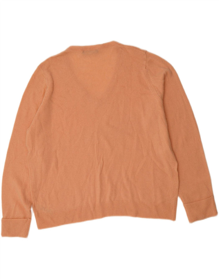MARKS & SPENCER Womens V-Neck Jumper Sweater UK 20 2XL Pink Lambswool Vintage Marks & Spencer and Second-Hand Marks & Spencer from Messina Hembry 