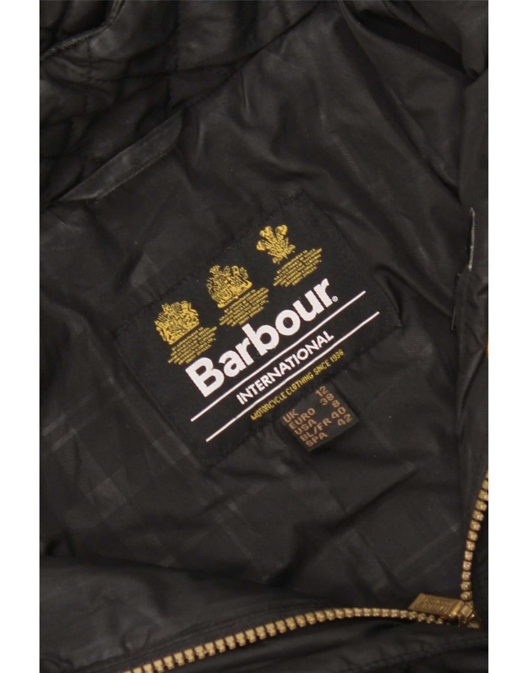 Jaqueta Parka acolchoada com capuz feminino Barbour Reino Unido 12 médio preto