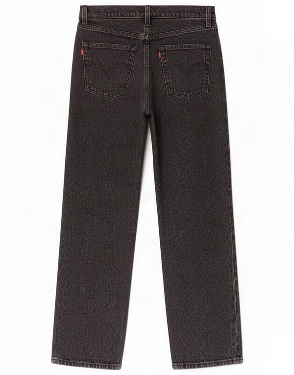 Levi's Womens Ribcage High Cintura Straight Jeans W24 L27 Algodão Preto