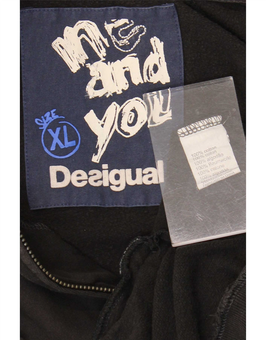 Jaqueta masculina Desigual com agasalho gráfico XL preto algodão