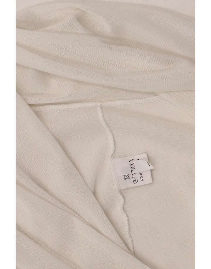 Top feminino vintage com gravata frontal UK 20 2XL viscose branca
