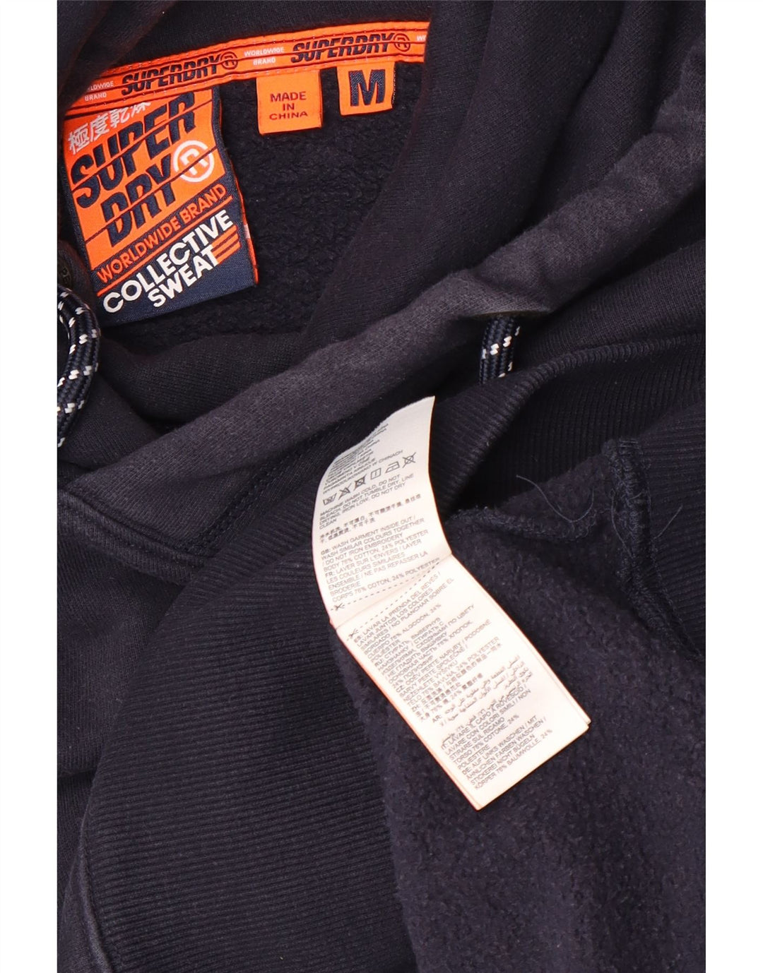SUPERDRY moletom com capuz masculino médio algodão azul marinho