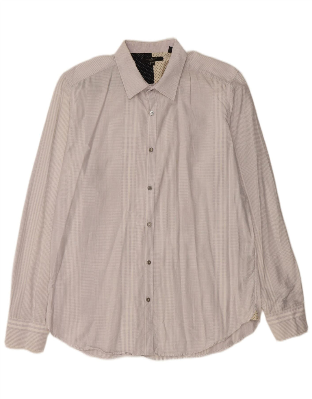 Camisa masculina Ted Baker tamanho 16,5 grande algodão guingão cinza