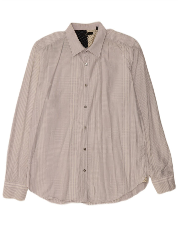 Camisa masculina Ted Baker tamanho 16,5 grande algodão guingão cinza