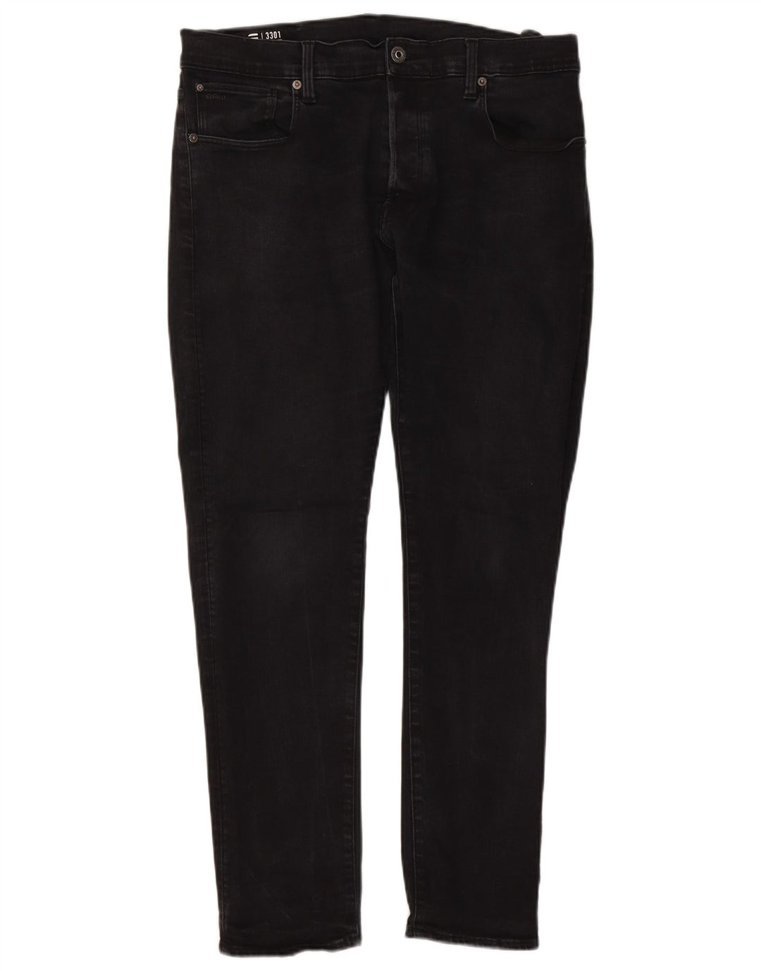 G-Star Masculino 3301 Slim Jeans W36 L32 Algodão Preto