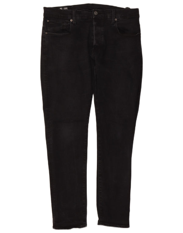 G-Star Masculino 3301 Slim Jeans W36 L32 Algodão Preto
