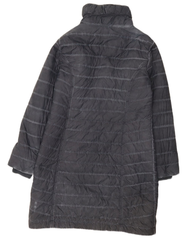 Casaco acolchoado feminino Yest Fashion UK 12 nylon listrado azul marinho médio