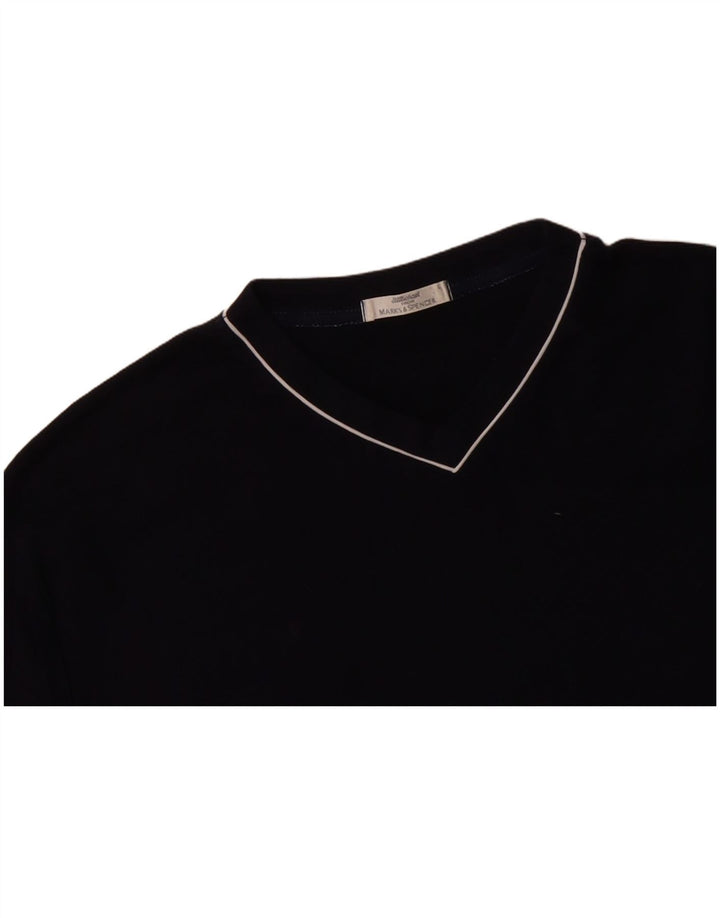 Camiseta masculina MARKS & SPENCER grande algodão azul marinho