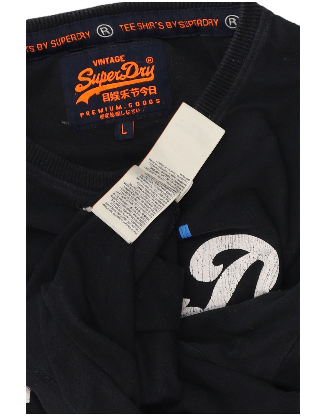 Superdry Mens Graphic Top Manga Longa Grande Algodão Preto