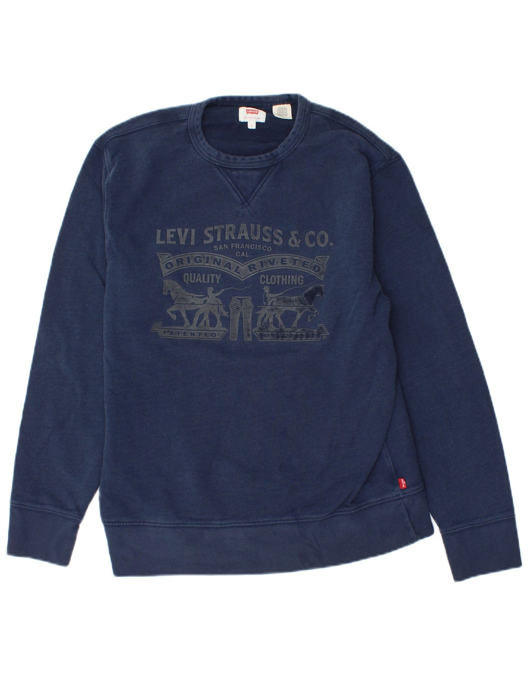 LEVI'S moletom gráfico masculino jumper pequeno algodão azul marinho