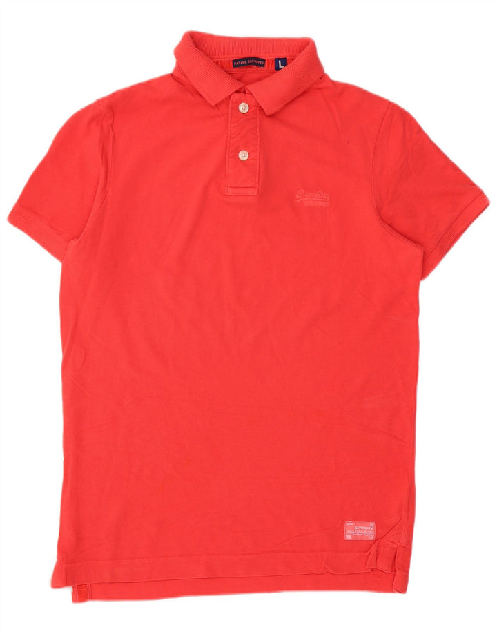 Camisa polo masculina Superdry grande algodão vermelho