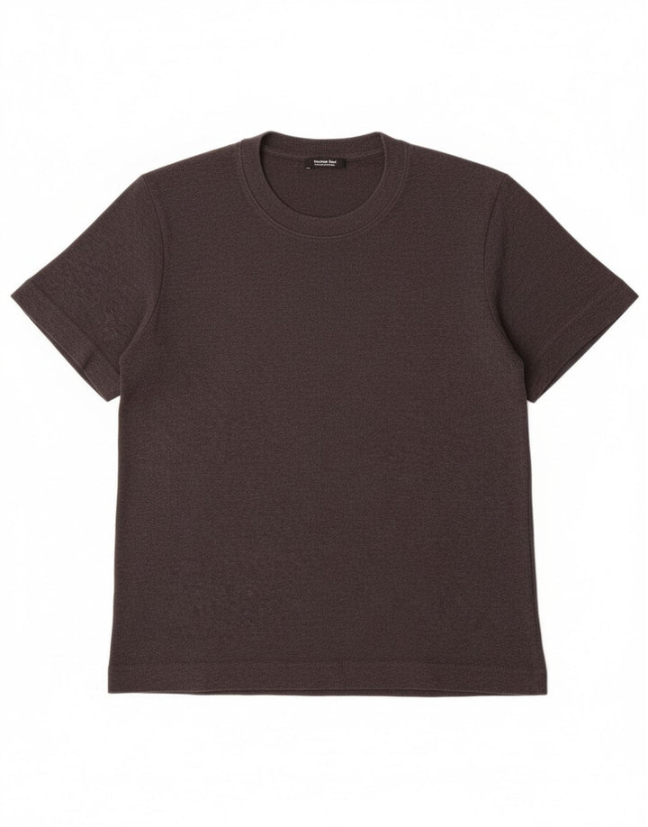 Camiseta feminina Massimo Dutti Top UK 10 pequeno algodão cinza