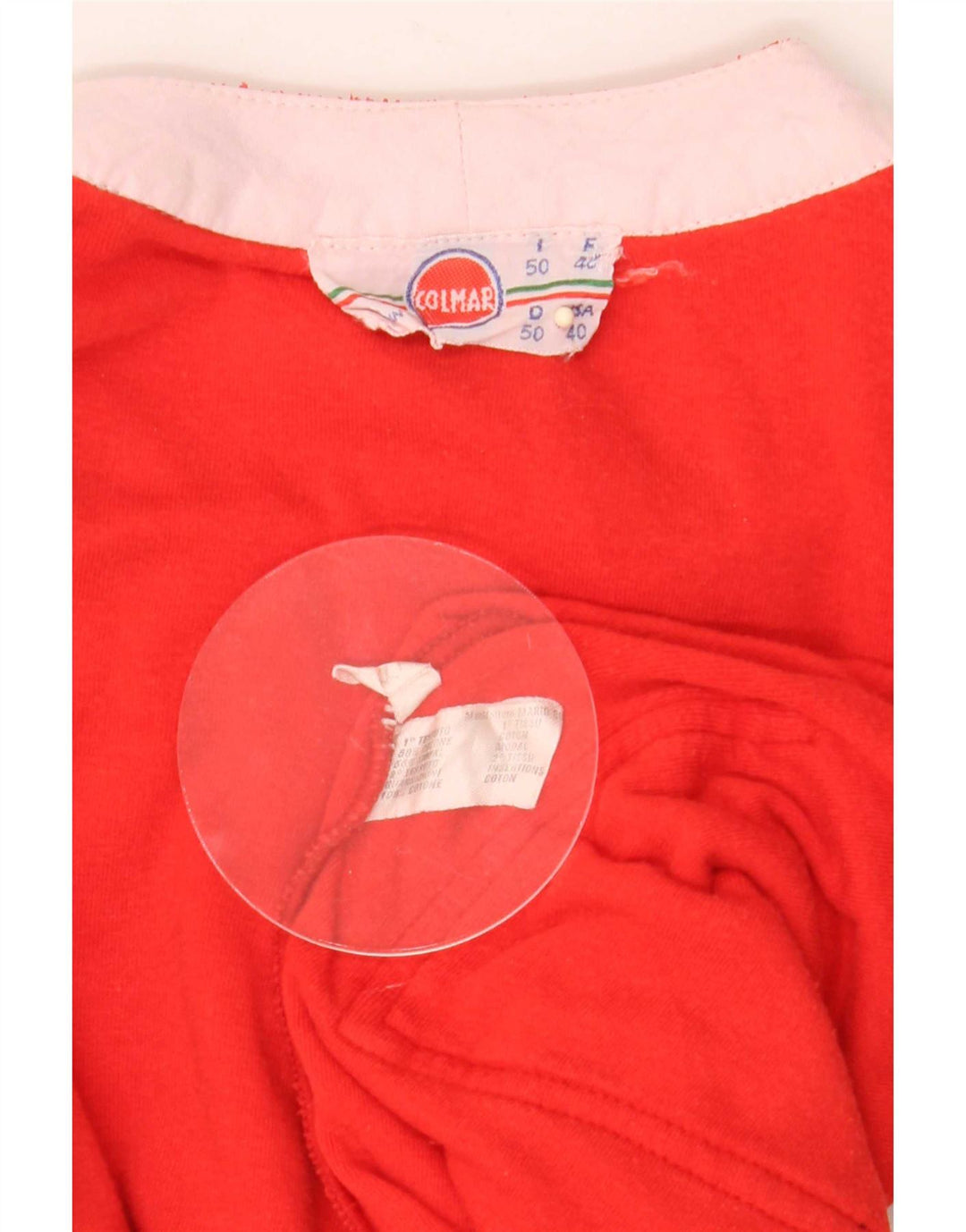 Top masculino Colmar manga comprida IT 50 algodão colorblock vermelho médio