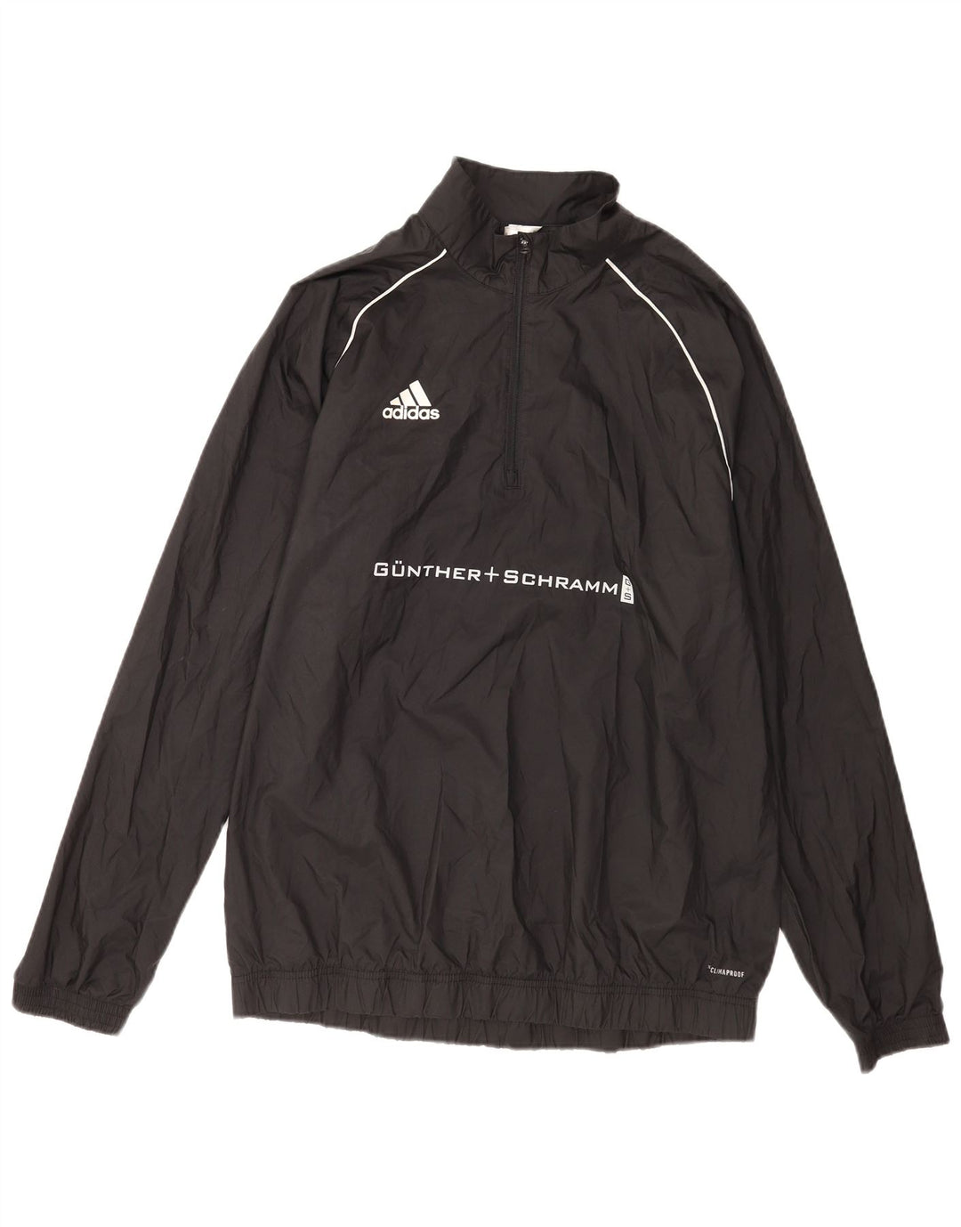Adidas Mens Clima Proof Graphic Zip Neck Pulôver Treino Top Grande Preto